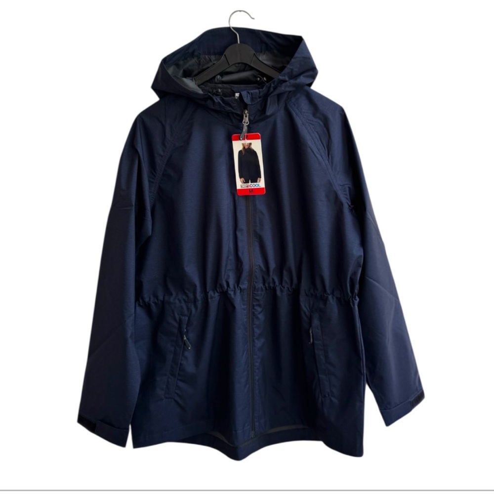32 Degrees Womens Medium Short Hooded Anorak Rain Jacket Cinch Waist